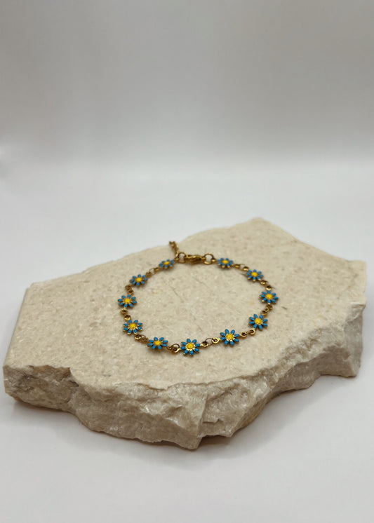 Flower bracelet blauw